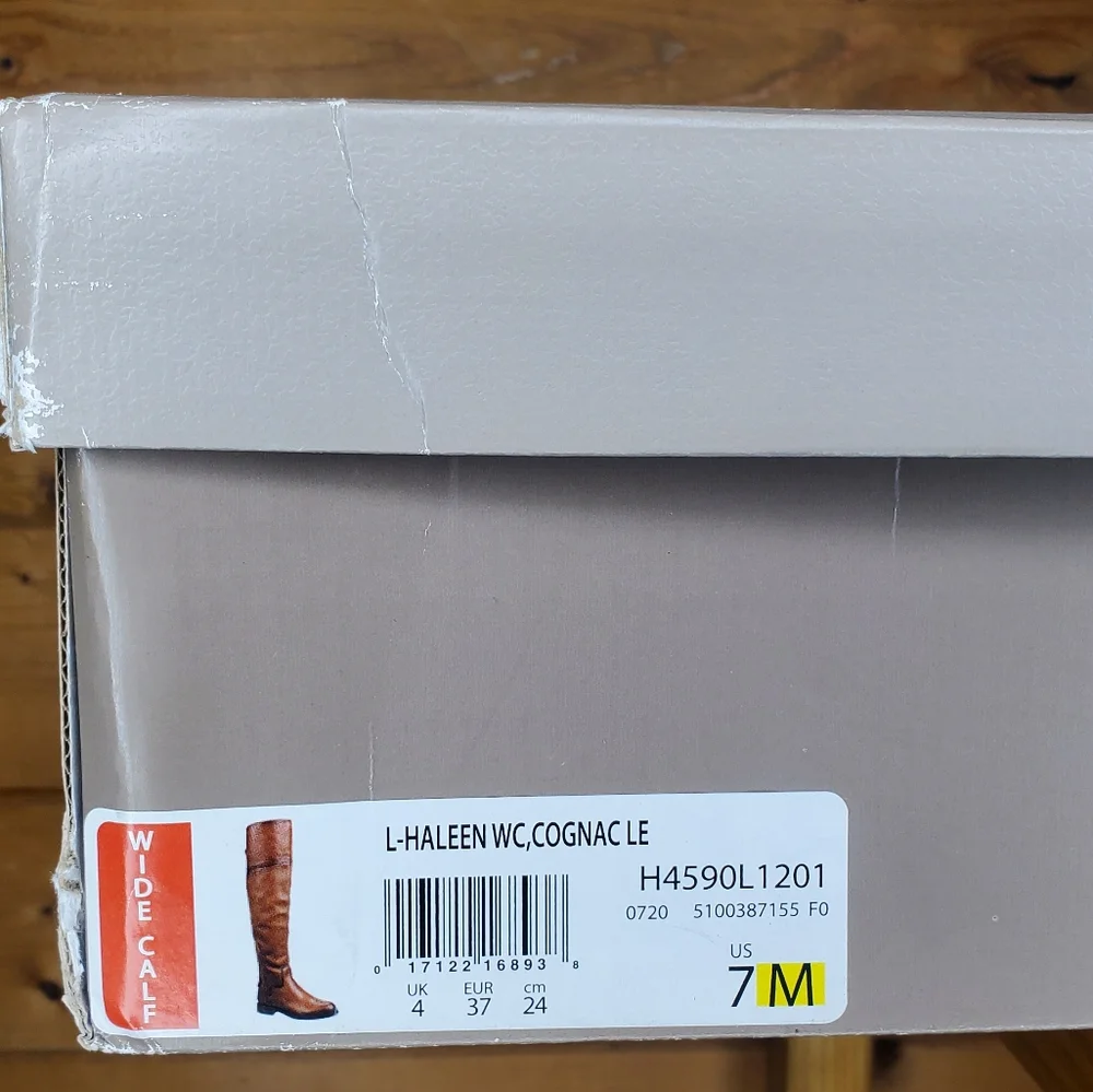 ❤ NWBOX FRANCO SARTO L-HALEEN WC, COGNAC LE Over the knee leather Size 7M